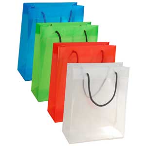 Colorful, transparent, plastic gift bags, filled with cardboard boxes Stock  Photo - Alamy