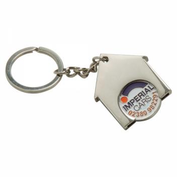 Product image 4 for House Shaped Trolley Coin Keyring (Stamped Iron Soft Enamel Infill)