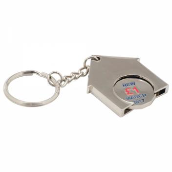 Product image 1 for House Shaped Trolley Coin Keyring (Stamped Iron Soft Enamel Infill)