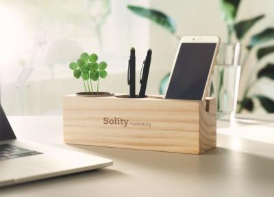 Product image 1 for Wooden Desk Pot with Phone Holder